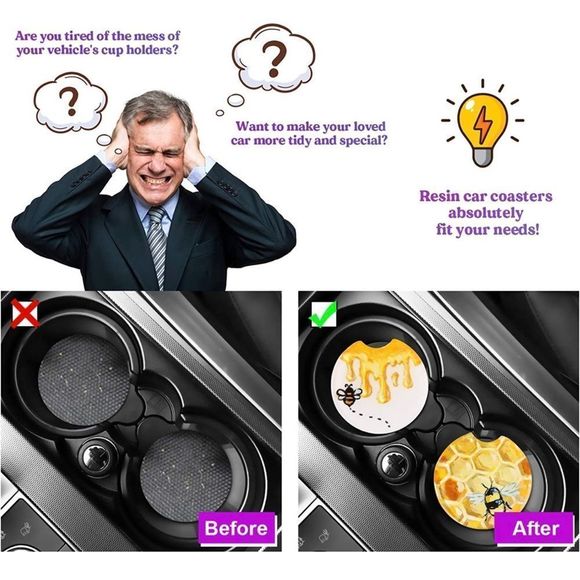 Galaxy Moon & Stars Resin Car Coaster Set - Picture 8 of 11